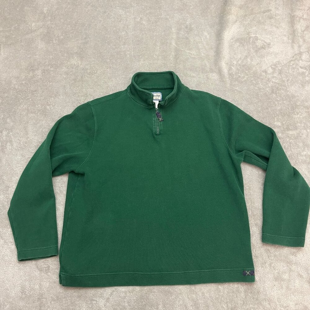 Pendleton Mens Large 1/4 Zip Pullover Sweater Green Cotton Casual Outdoor